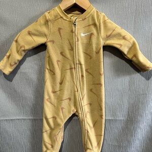 Nike Kids Mustard and Brown One Piece Footie